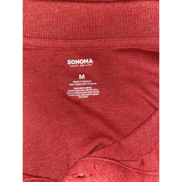 Sonoma Goods For Life Men's Polo Shirt Medium Red Supersoft Piqué Short Sleeve - Picture 5 of 6